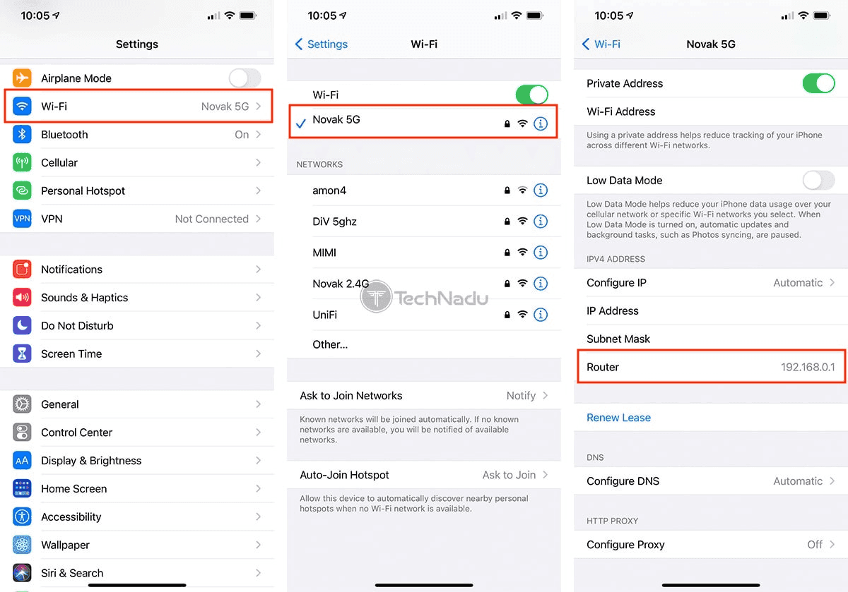 عنوان IP على جهاز Apple
