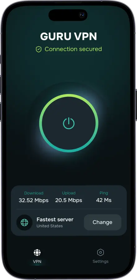 Ứng dụng Guru VPN với kết nối VPN an toàn